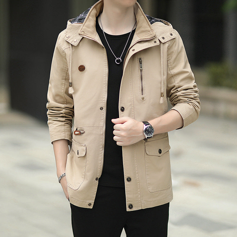 Herren Kapuzen-Canvas-Parka im Urbanen Utility-Design Echoarchiv
