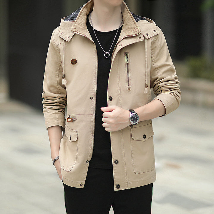 Herren Kapuzen-Canvas-Parka im Urbanen Utility-Design Echoarchiv