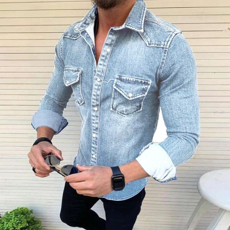 Herren Denim Hemd mit modernem Schnitt und praktischen Brusttaschen Echoarchiv