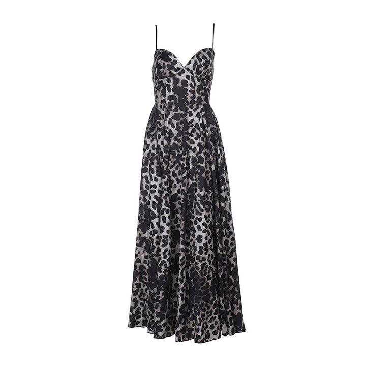 Damen Maxikleid mit tiefem V-Ausschnitt und elegantem Leopardenmuster Echo Archiv