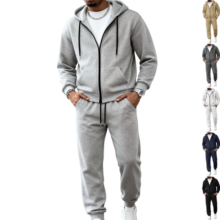Herren zweiteiliges Jogginganzug-Set mit durchgehendem Reißverschluss Kapuzenjacke und taillierter Jogginghose – Marzano