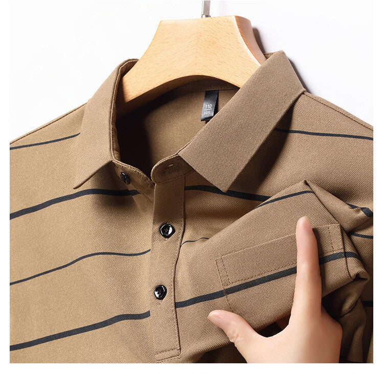 Herren elegantes Kurzarm-Poloshirt mit modischem Streifenmuster Echoarchiv