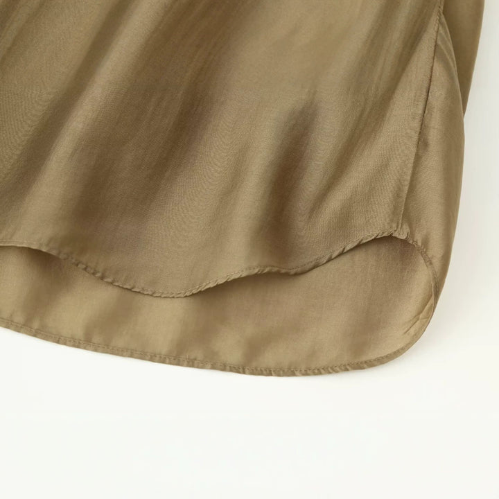 Damen Locker geschnittene Tunika-Hemdbluse mit halboffenem V-Ausschnitt und breiten Manschetten Echoarchiv