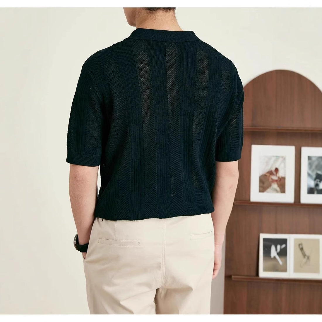 Herren Kurzarm Strick-Polo-Shirt Echo Archive