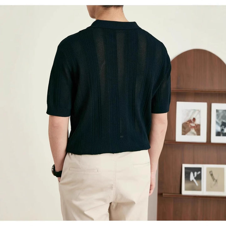 Herren Kurzarm Strick-Polo-Shirt Echo Archive