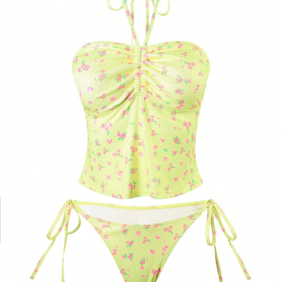 Damen Bandeau-Bikini mit floralem Design und verstellbaren Trägern Echo Archiv