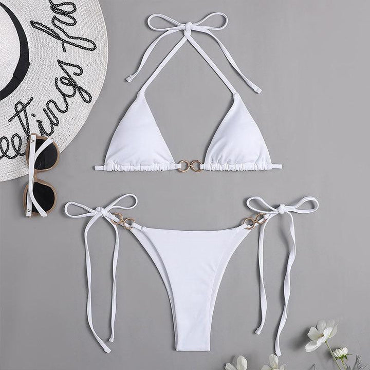 Damen Triangel-Bikini-Set mit raffinierten Rüschendetails und goldenen Akzenten Echo Archiv