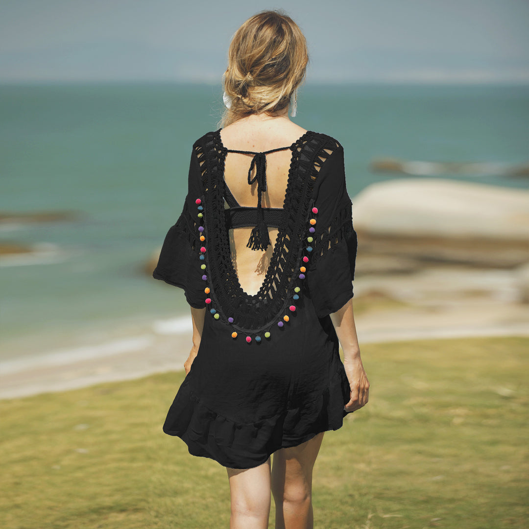 Damen Freizeitkleid mit raffinierten Lochmustern und voluminösen Ärmeln Echo Archiv