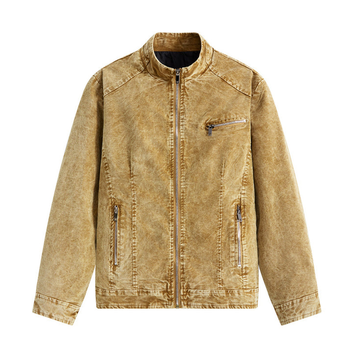 Herren Modische Jeansjacke mit praktischen Reißverschlusstaschen Echoarchiv