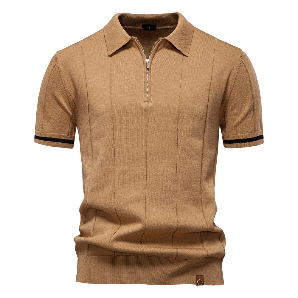 Herren Polohemd mit kurzer Knopfleiste und strukturiertem Design Echoarchiv