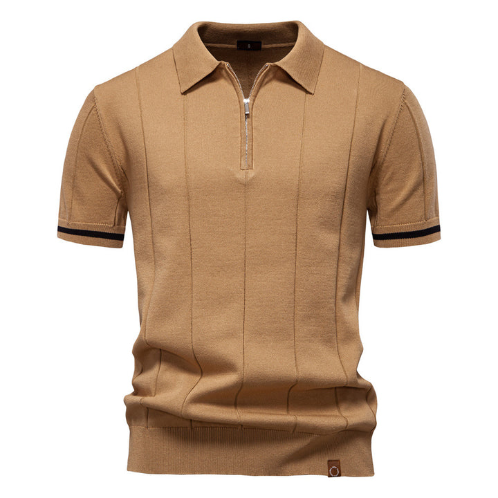 Herren Polohemd mit kurzer Knopfleiste und strukturiertem Design Echoarchiv