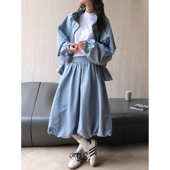 Damen Midirock mit geraffter Taille und ballonförmigem Saum Echoarchiv