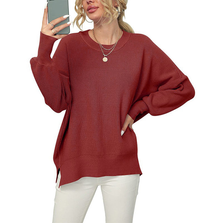 Damen Oversize-Feinstrickpullover mit Rundhalsausschnitt, überschnittener Schulter und Seitenschlitzen Echo Archiv