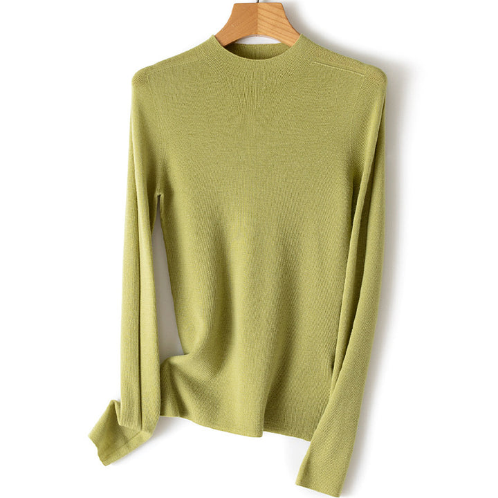 Damen Leichter Feinstrick-Pullover mit kurzem Stehkragen und schmaler Silhouette Echoarchiv