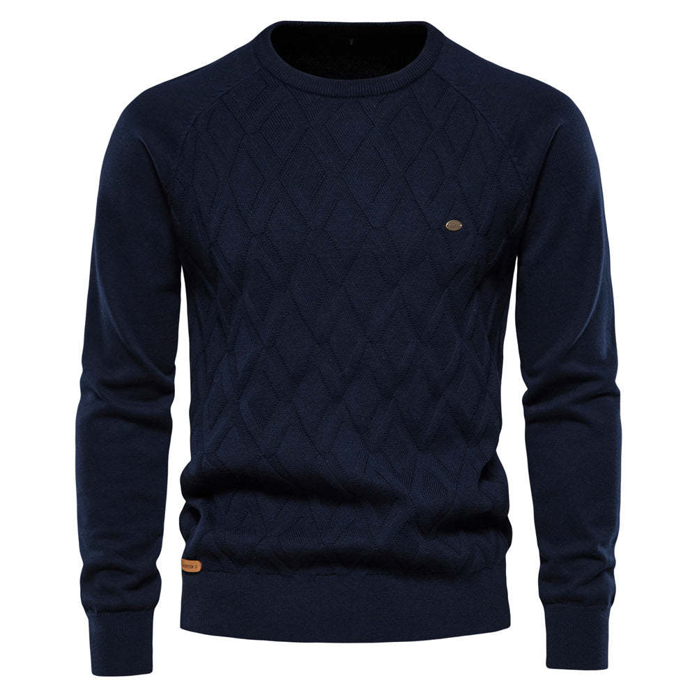 Herren Strickpullover mit strukturierter Rautenmuster-Optik und modischem Rundhalsausschnitt Echoarchiv