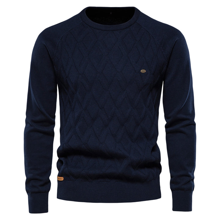 Herren Strickpullover mit strukturierter Rautenmuster-Optik und modischem Rundhalsausschnitt Echoarchiv