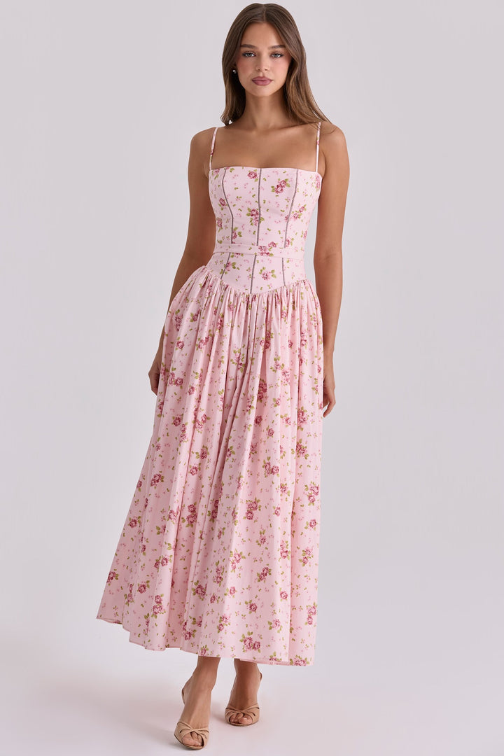 Damen Blumiges Midi-Kleid mit raffiniertem Schnitt Echo Archiv