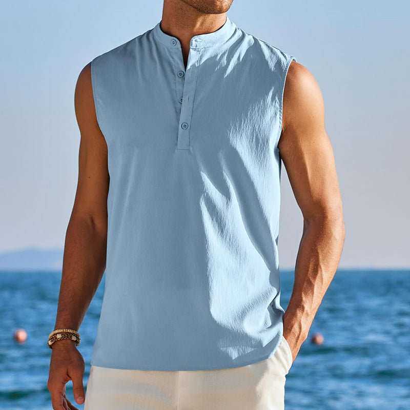 Herren Ärmelloses Henley-Shirt aus atmungsaktivem und leichtem Material Echoarchiv
