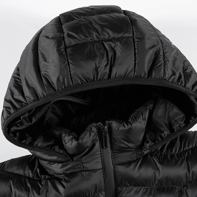 Herren Ultraleichte gesteppte Daunenjacke mit Kapuze, windabweisender Außenhaut und Packfunktion Echo Archiv
