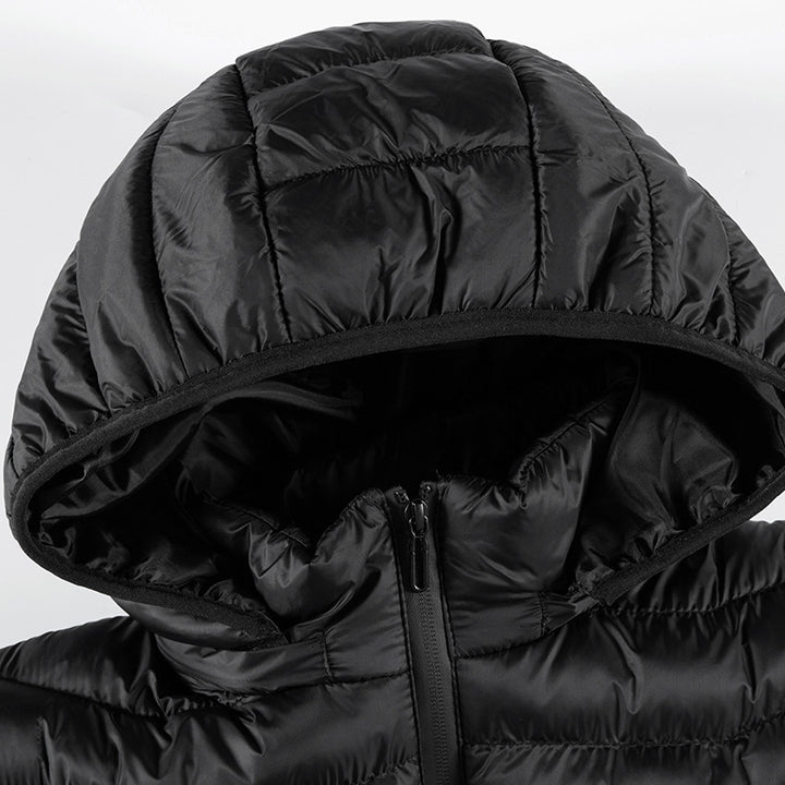 Herren Ultraleichte gesteppte Daunenjacke mit Kapuze, windabweisender Außenhaut und Packfunktion Echo Archiv