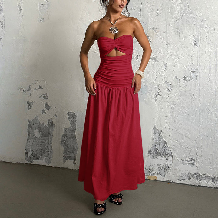 Damen Maxikleid mit gerafftem Oberteil und verspieltem Rock Echo Archiv