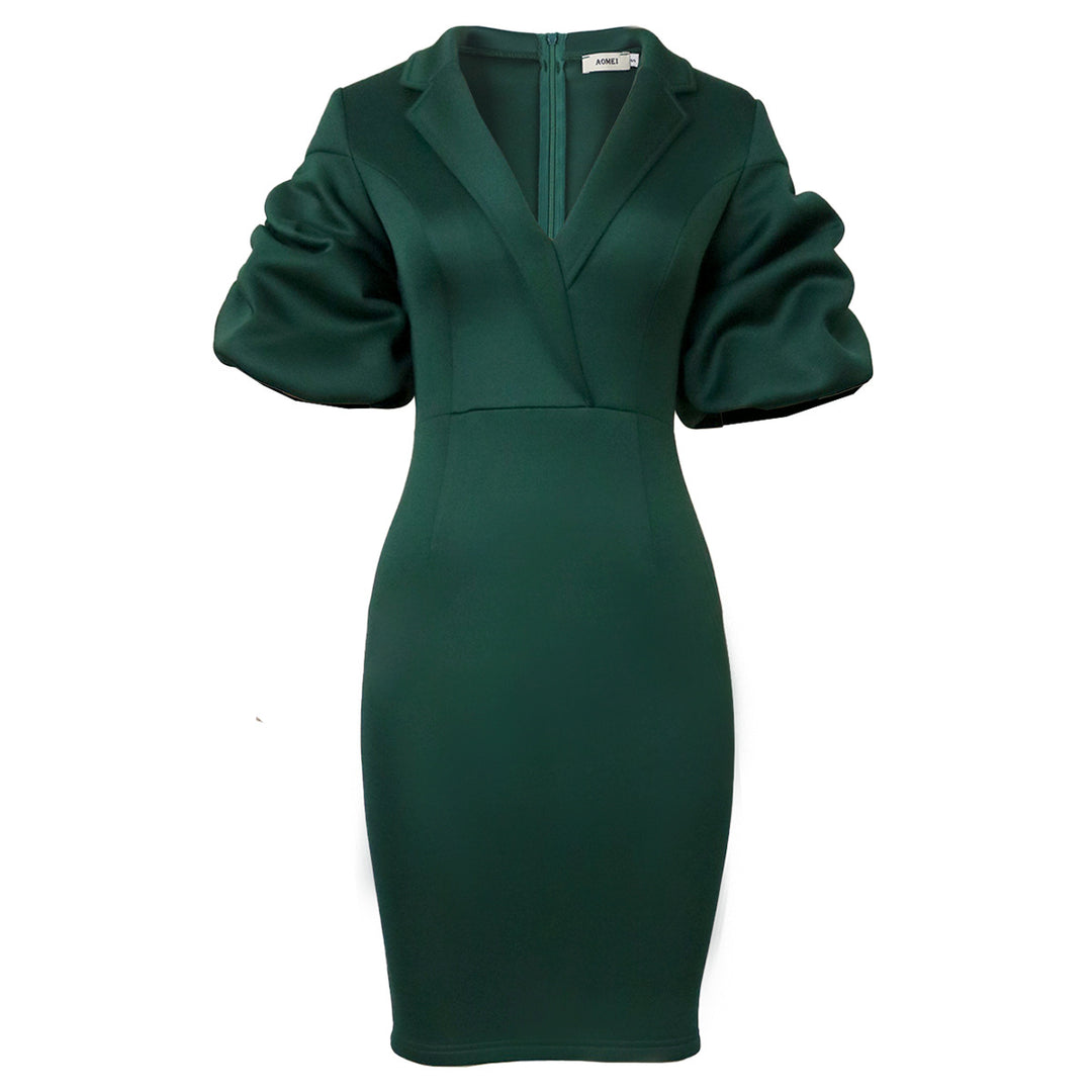 Damen Figurbetontes Kleid mit voluminösen Puffärmeln und elegantem Detail Echo Archiv