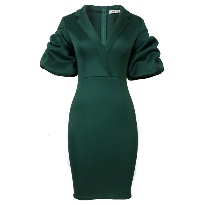 Damen Figurbetontes Kleid mit voluminösen Puffärmeln und elegantem Detail Echo Archiv