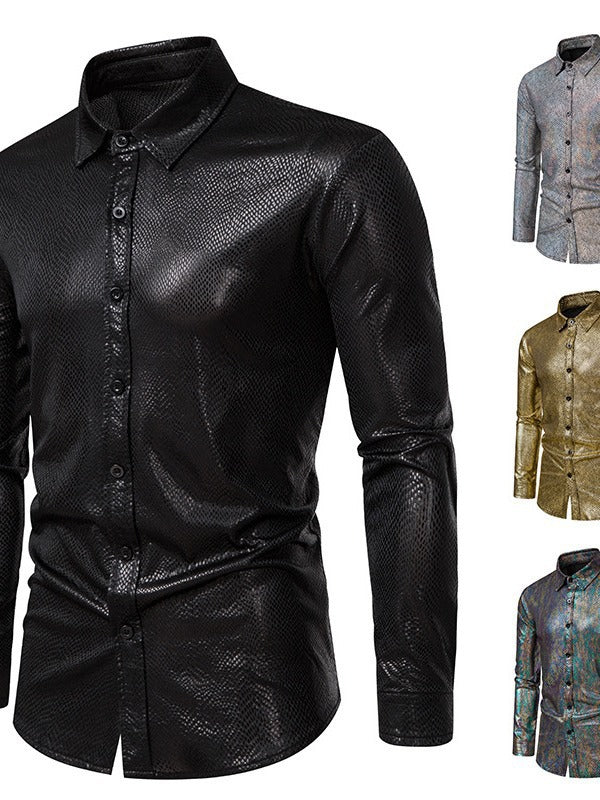 Herren elegantes Hemd mit schimmerndem Obermaterial und modernem Schnitt Echoarchiv