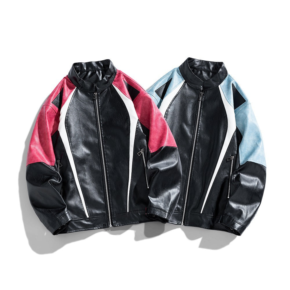 Herren Kunstlederjacke im urbanen Racing-Stil mit auffälligen Farbakzenten Echoarchiv