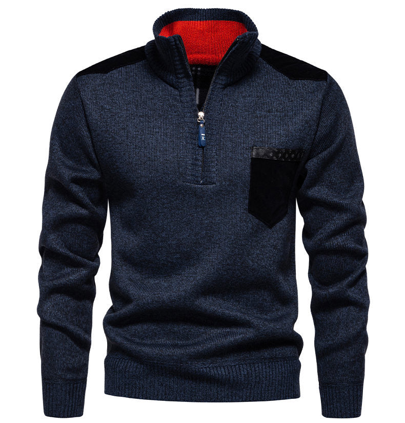 Herren Pullover mit halbhohem Kragen und modischen Akzenten Echoarchiv