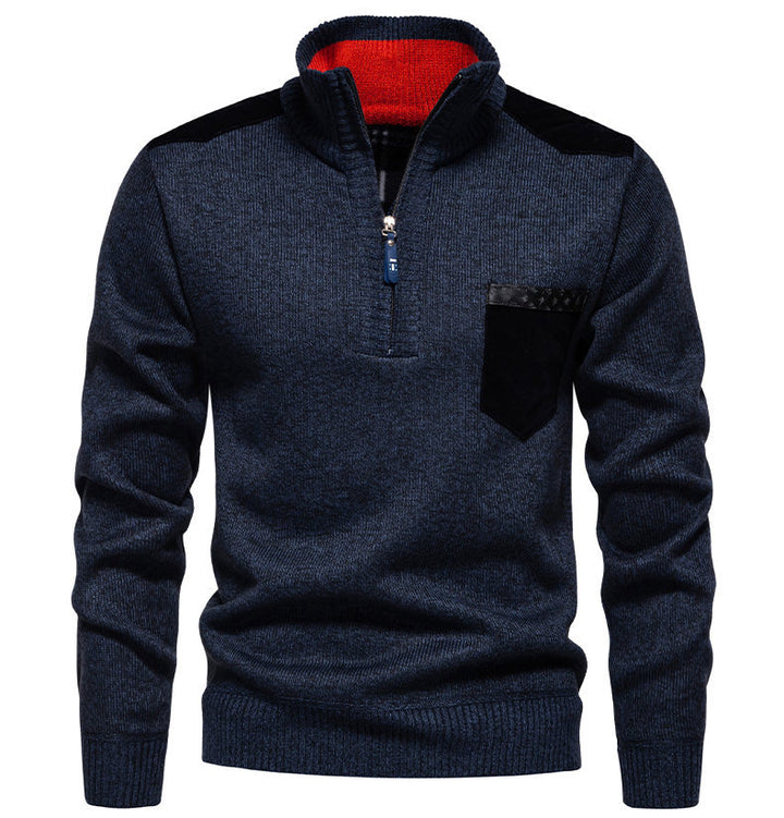 Herren Pullover mit halbhohem Kragen und modischen Akzenten Echoarchiv