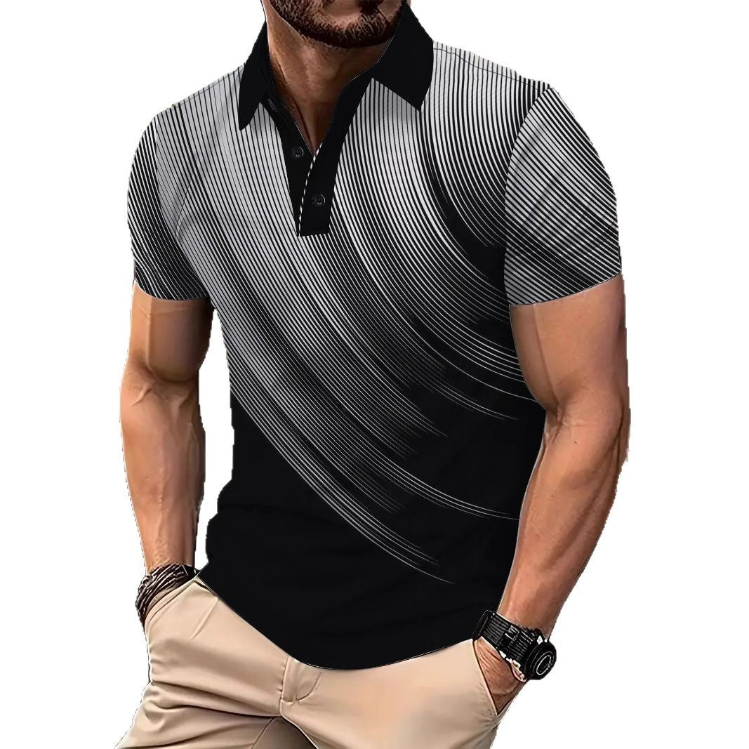 Herren Poloshirt mit modernem Streifenmuster und atmungsaktiver Textur Echoarchiv