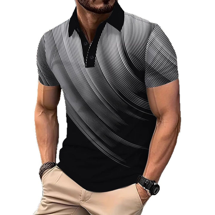 Herren Poloshirt mit modernem Streifenmuster und atmungsaktiver Textur Echoarchiv