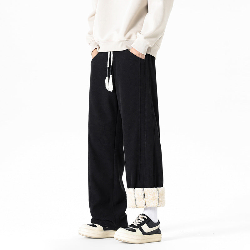 Herren Flauschige Relaxed Fit Freizeithose