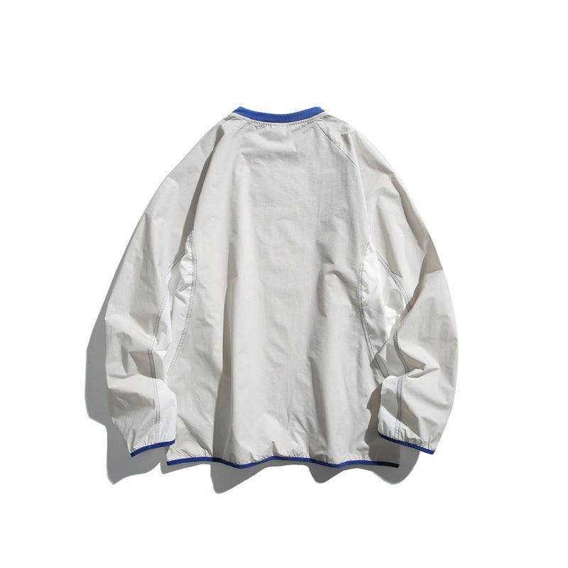 Unisex Leichter technischer Oversize-Pullover mit Rundhalsausschnitt, Reißverschlusstaschen und kontrastierten Abschlüssen Echo Archiv