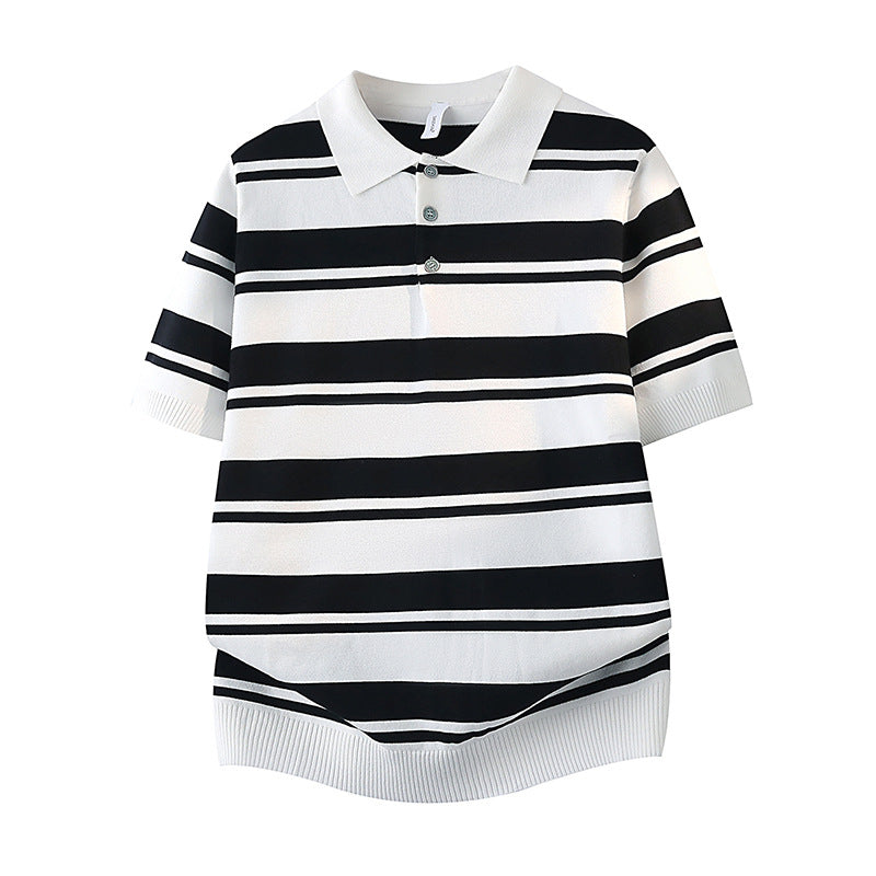 Damen Kurzarm Poloshirt mit gestreiftem Design – Avérine