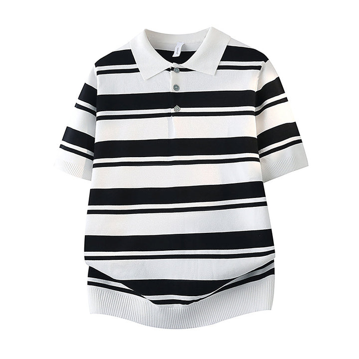 Damen Kurzarm Poloshirt mit gestreiftem Design – Avérine