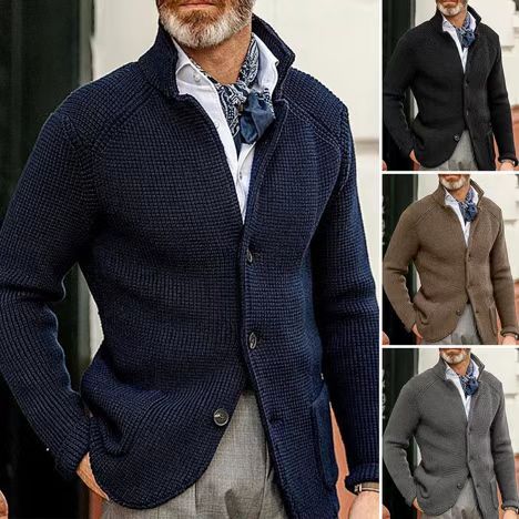 Herren Strickjacke mit Stehkragen und Strukturstrick Echo Archiv