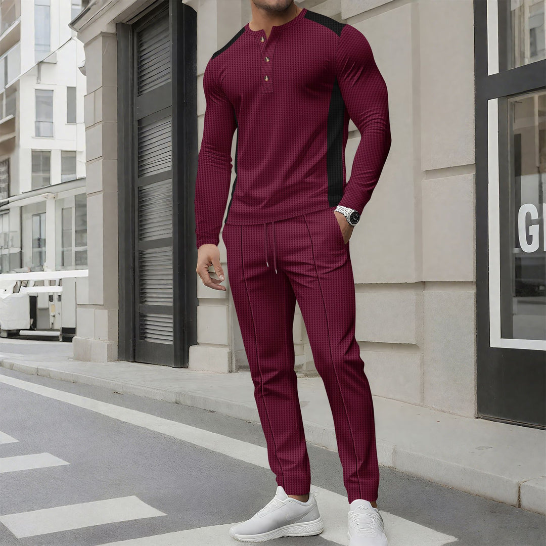 Herren sportliches Langarmshirt und Jogginghose Set mit strukturiertem Design Echoarchiv