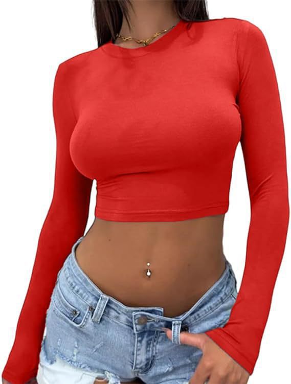 Damen elegantes langärmliges Crop-Top aus hautfreundlichem Material Echo Archiv