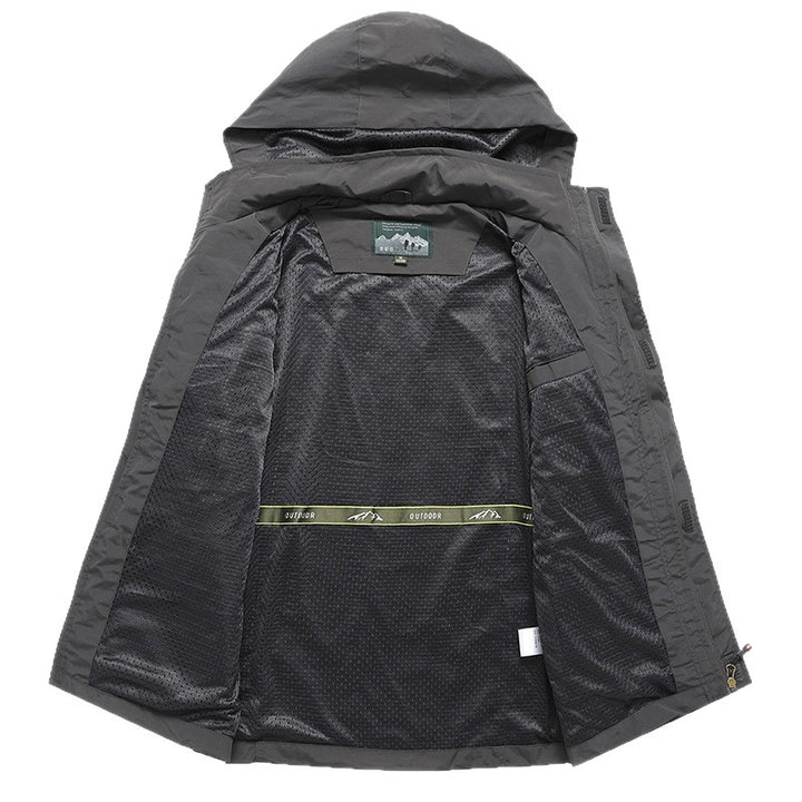 Herren Technische leichte Outdoorjacke mit Kapuze wasserabweisend und Multifunktionstaschen Echo Archiv