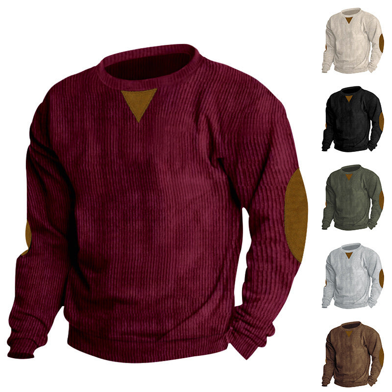 Herren stylischer Feinstrickpullover mit Struktur und modischen Ellenbogen-Patches Echoarchiv