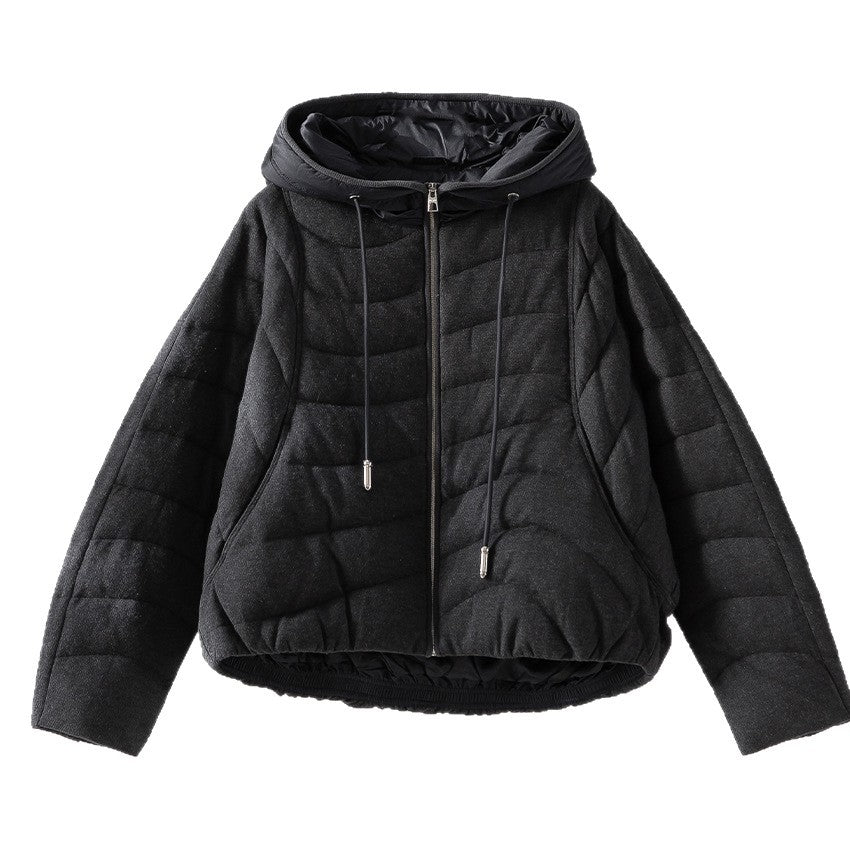 Damen gesteppte Kapuzen-Winterjacke mit tailliertem Gummizug Echoarchiv