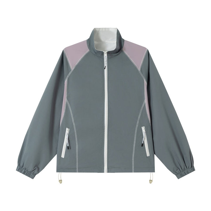 Unisex Leichte Softshell-Trainingsjacke mit Stehkragen, Kontrastpaneelen und Kordelzug Echoarchiv