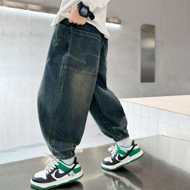 Unisex lässige Baggy-Jeans mit Gummizug Echo Archiv