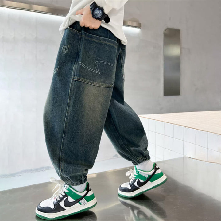 Unisex lässige Baggy-Jeans mit Gummizug Echo Archiv