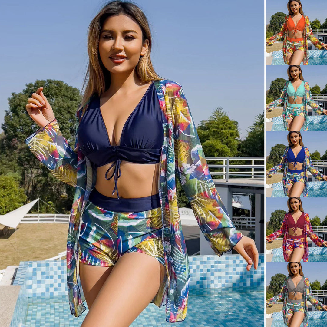 Damen Bikini-Set mit floralem Wickeloberteil und bequemen Shorts Echo Archiv