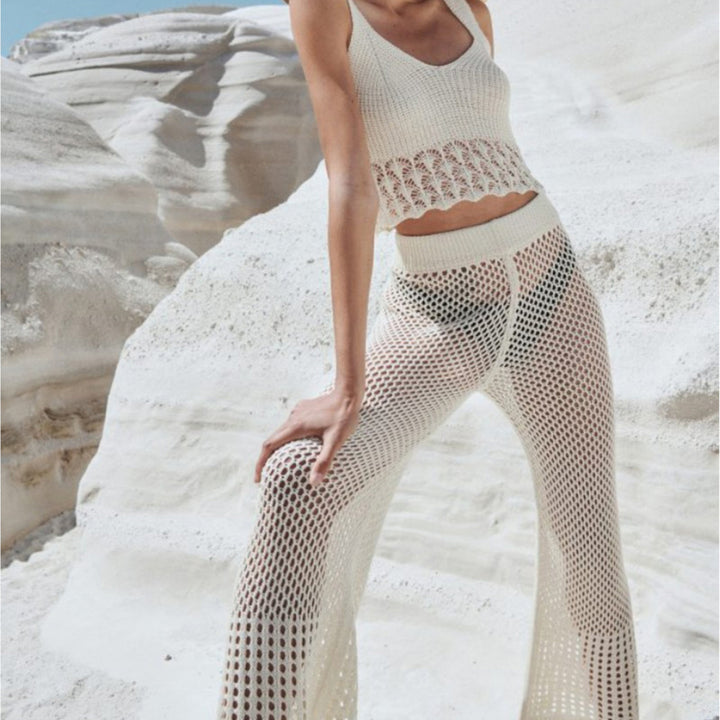 Damen luftiges Cropped-Häkeloberteil und Hochtaillierte Netzhose Echo Archiv
