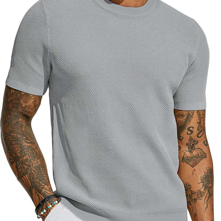Herren luftiges Strickshirt mit Netzstruktur Echoarchiv