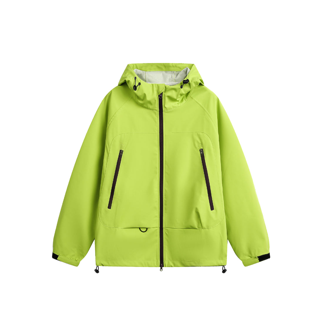 Damen Wasserdichte Softshell‑Regenjacke mit Kapuze, verstellbarem Saum und kontrastierenden Reißverschlüssen Echoarchiv